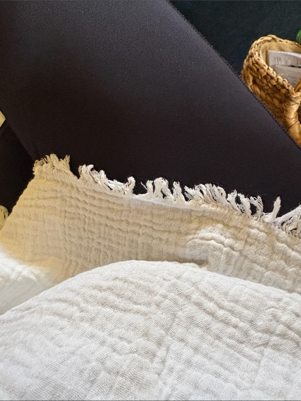 Woman’s white gauze poncho
